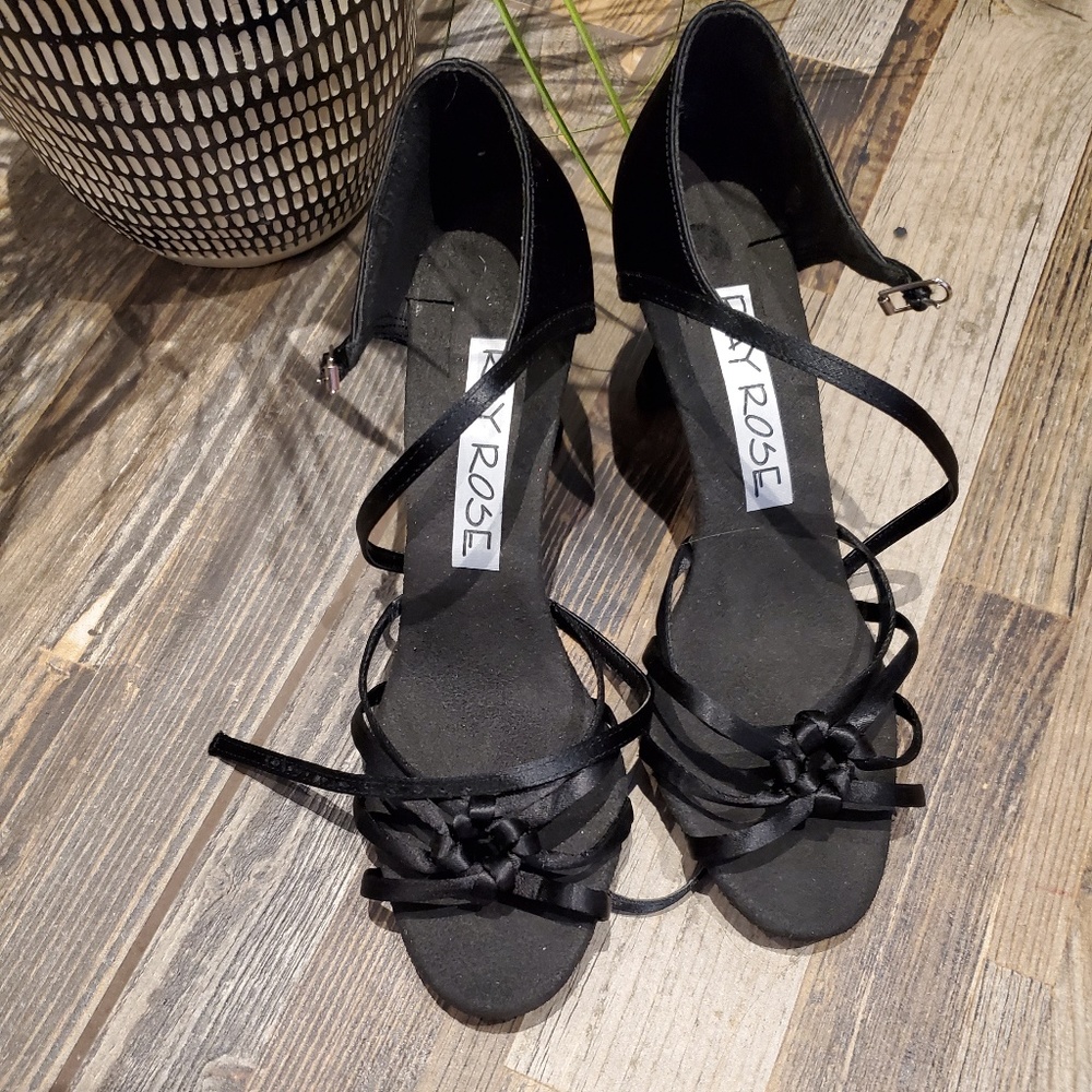 Black RAY ROSE Latin Rhythm Ballroom Dance Shoes